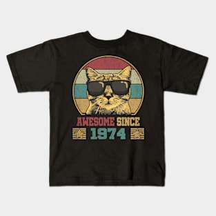 Awesome Since 1974 50th Birthday Cat Lover Kids T-Shirt